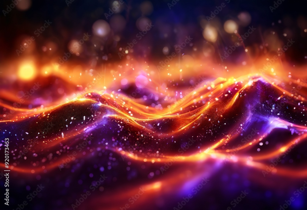 Obraz premium abstract background with glowing waves and stars