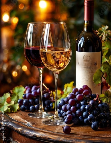 bottle wine and two glasses wine