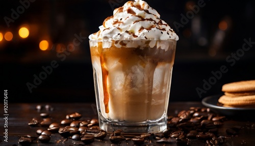 glass coffee with whipped and chocolate