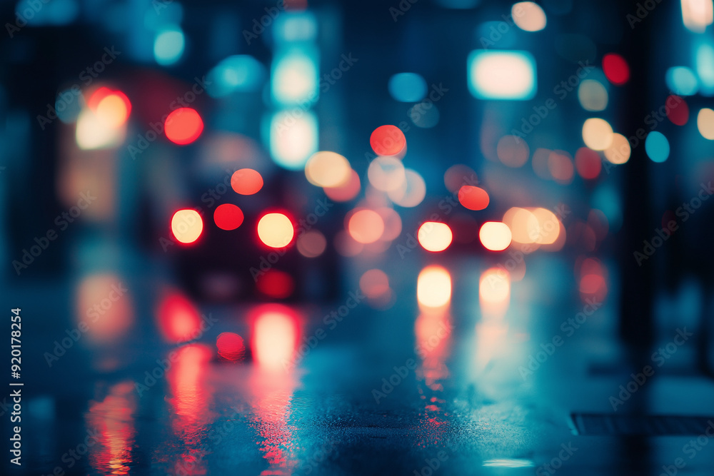 Blurred night city road, wet city road rainy night in the big city. Blurred night city road, wet city road rainy night in the big city.