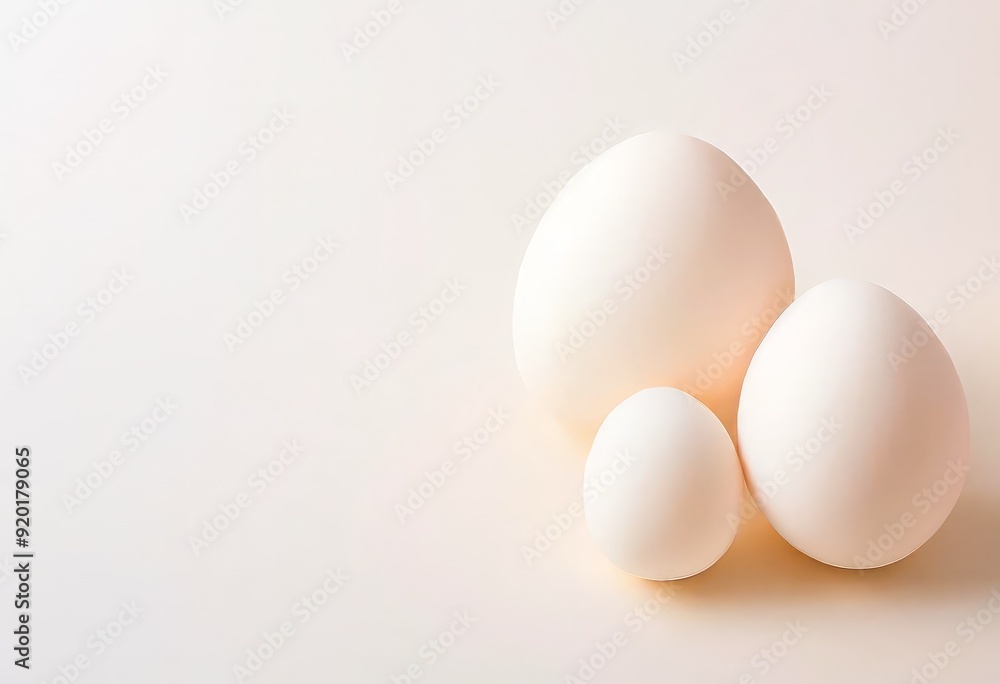 three eggs on white surface three eggs on white surface
