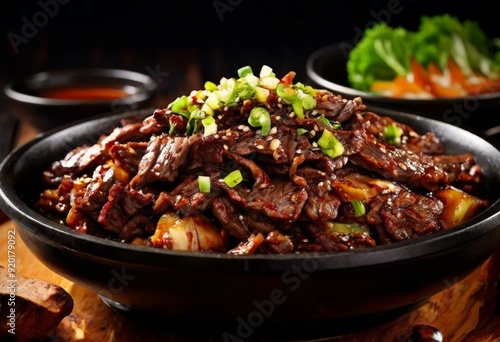 bowl beef and vegetables with chops