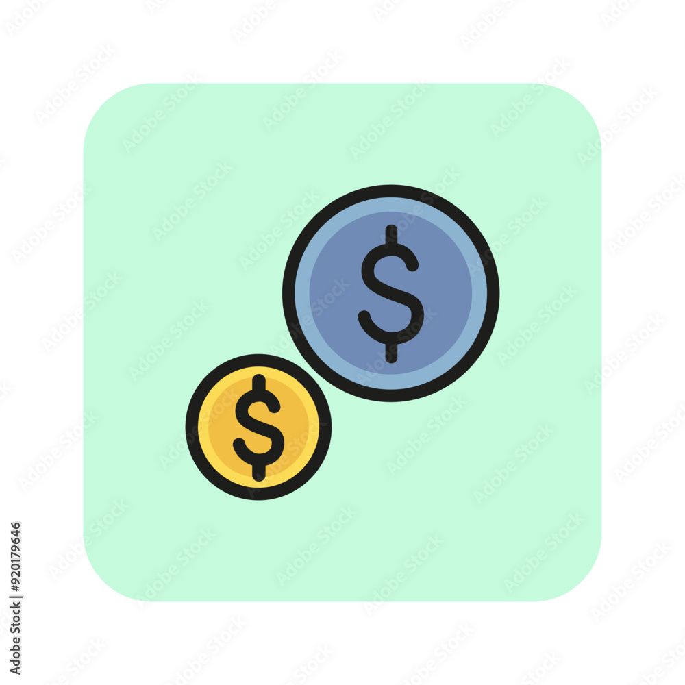 Dollar volatility line icon. Money exchange, currency, coin. Payment concept. Vector illustration can be used for topics like economy, investment, banking Dollar volatility line icon. Money exchange, currency, coin. Payment concept. Vector illustration can be used for topics like economy, investment, banking