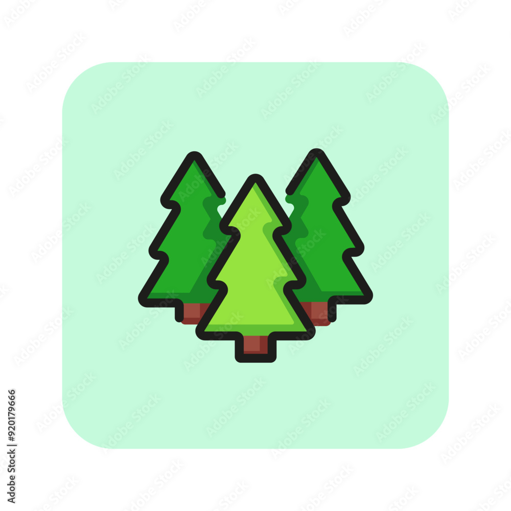 Obraz premium Forest line icon. Fir tree, woods, parkland. Environment concept. Vector illustration can be used for topics like Christmas, national park, habitat