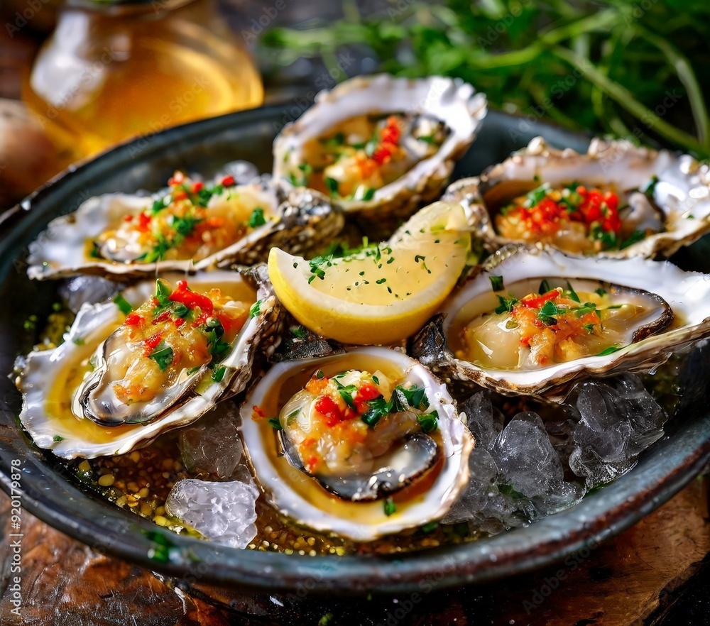 oyster with lemon and garlic oyster with lemon and garlic