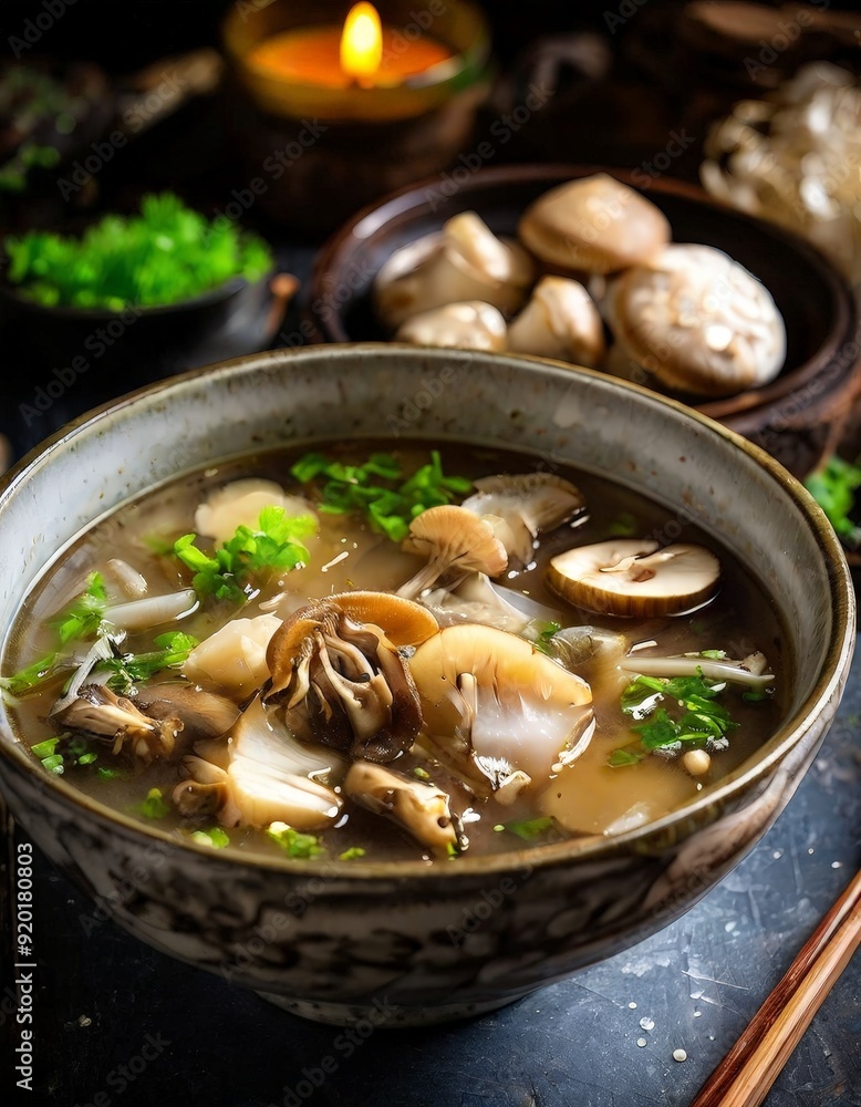 bowl soup with mushrooms and mushrooms bowl soup with mushrooms and mushrooms