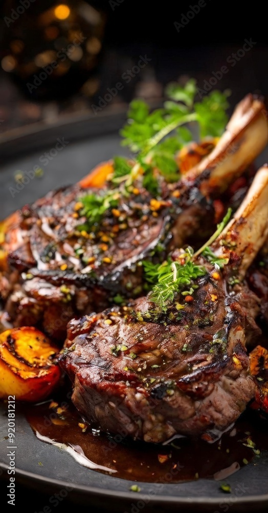 plate steak with potatoes and herbs plate steak with potatoes and herbs