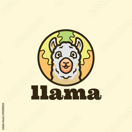 Llama cartoon mascot character logo design