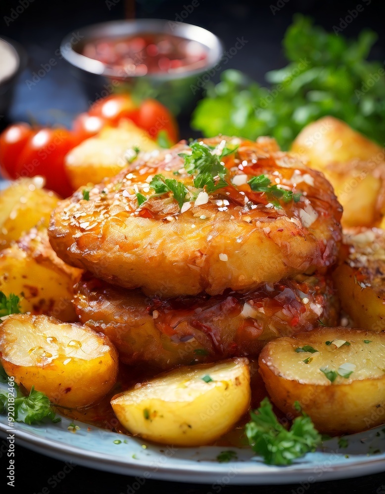 plate food with potatoes and meat plate food with potatoes and meat
