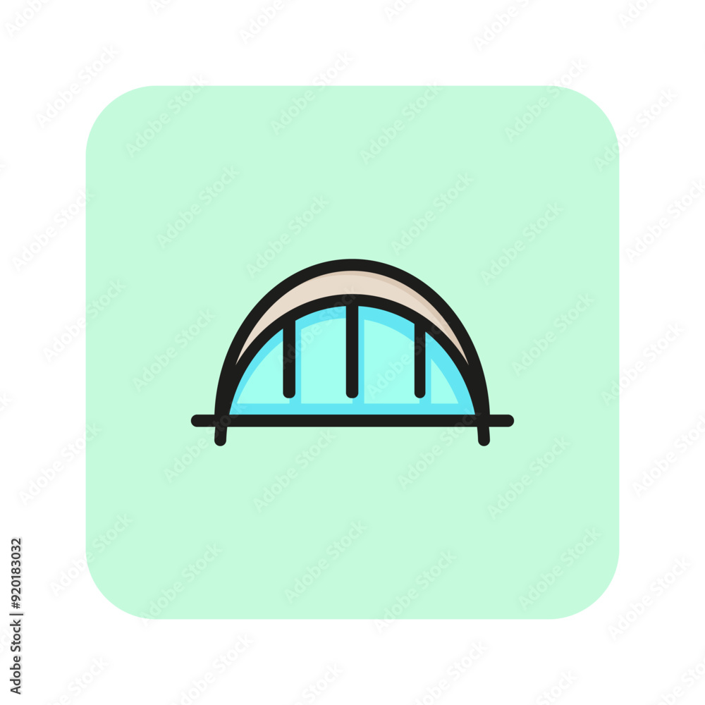 Modern arc bridge line icon. Building, industrial, modern. Architecture concept. Vector illustration can be used for topics like bridges, construction, architecture Modern arc bridge line icon. Building, industrial, modern. Architecture concept. Vector illustration can be used for topics like bridges, construction, architecture