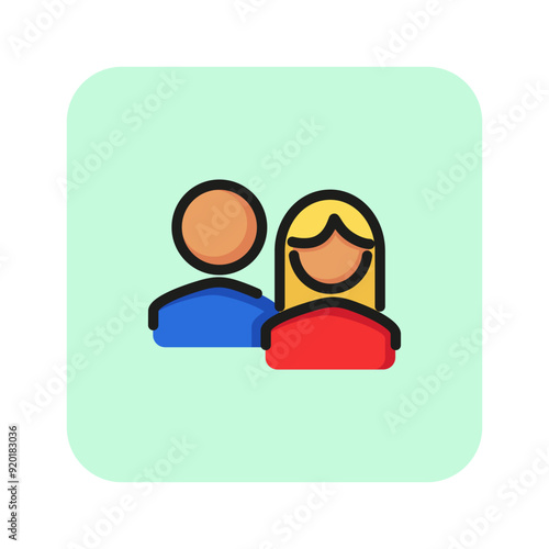 News team line icon. News, media, broadcasting. News concept. Vector illustration can be used for topics like news, broadcasting, journalism