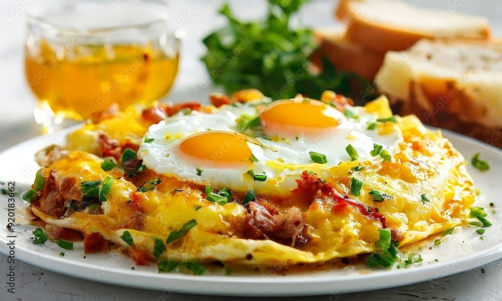 plate with eggs and bacon on it plate with eggs and bacon on it