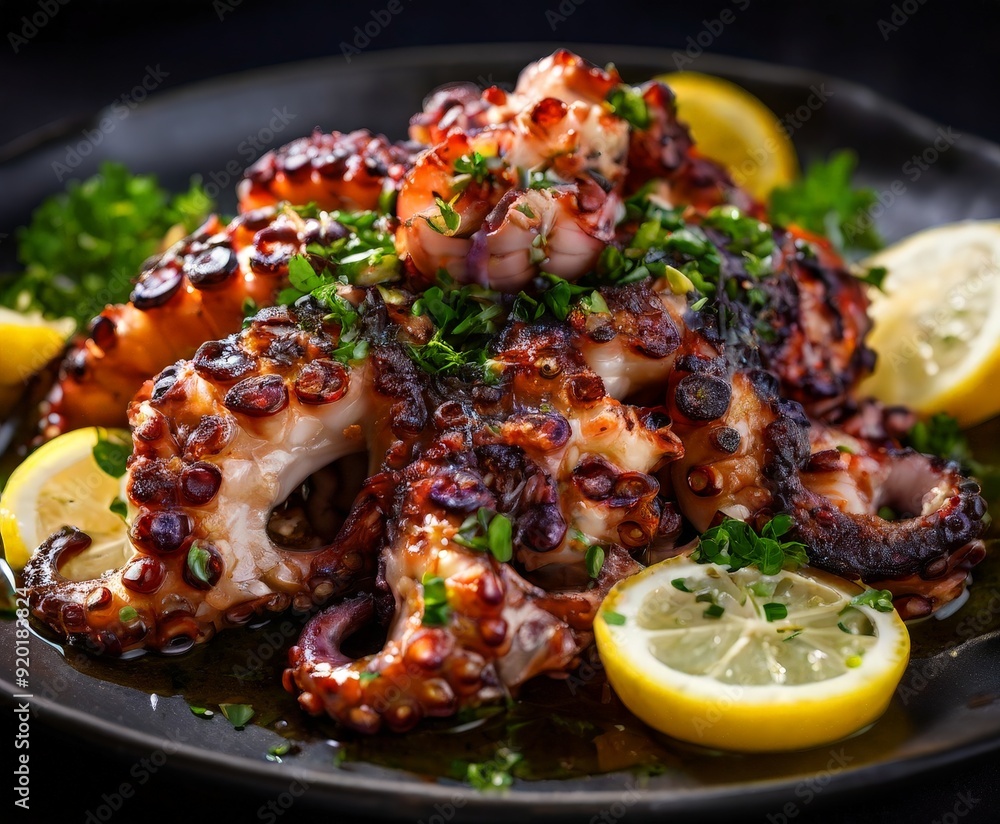 plate food with shrimp and lemons plate food with shrimp and lemons