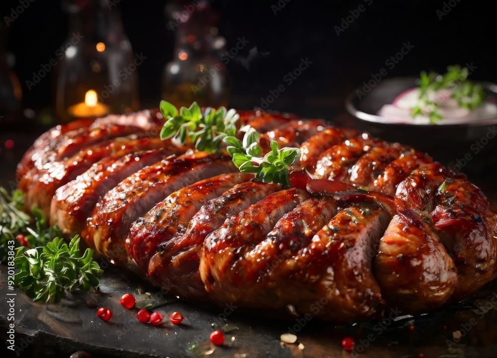 close up meat with sauce on it close up meat with sauce on it