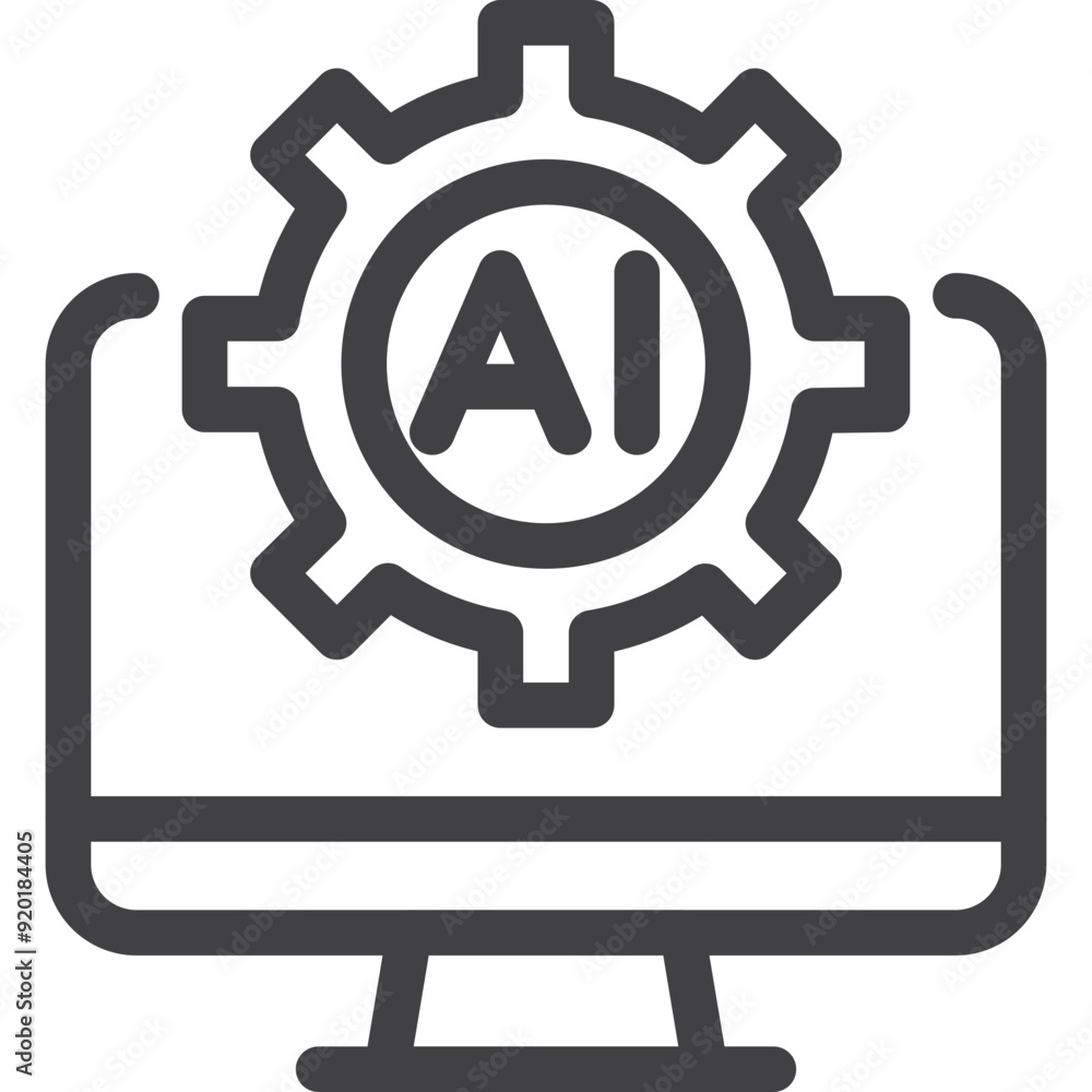Simple computer search outline icon on white background Simple computer search outline icon on white background