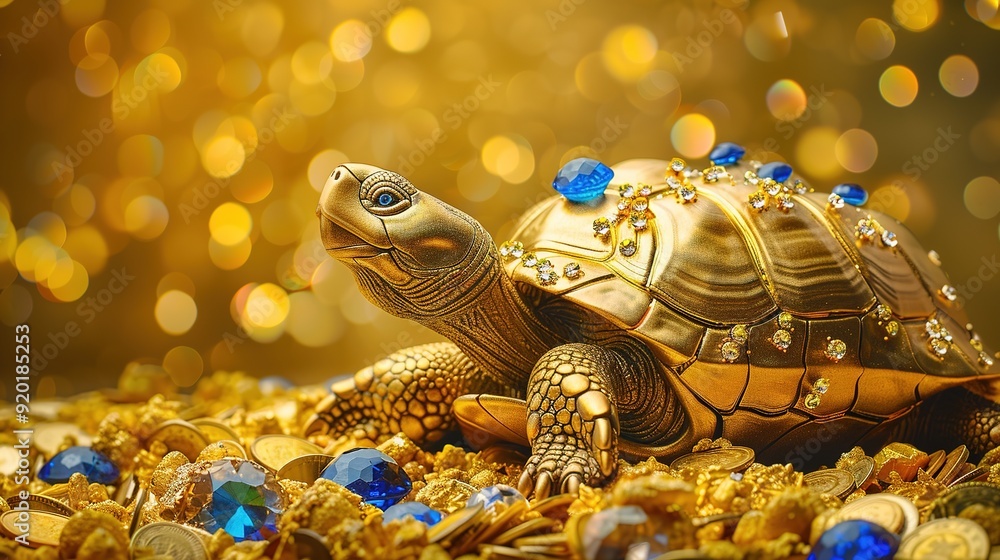 Turtle Shell Coin Golden Turtle on Treasure Trove: Luxurious Gem-Encrusted Shell, Rich ...