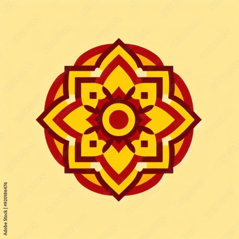 mandala in red and yellow , look like a flower mandala in red and yellow , look like a flower