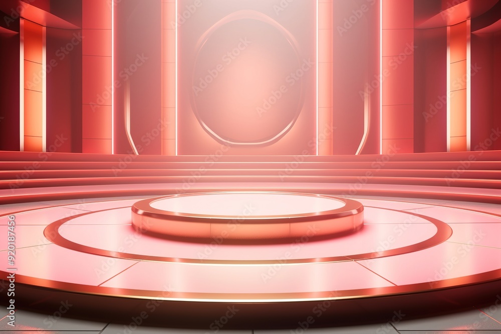 Obraz premium Red & Gold Circular Platform with Stairs.