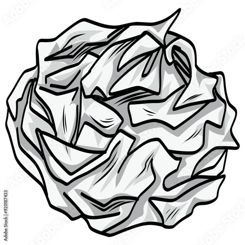 Crumpled Paper Ball Waste Drawing Vector Illustration Icon