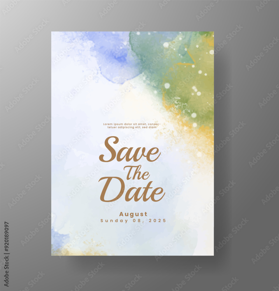 Wedding invitation with Abstract splashed watercolor background Wedding invitation with Abstract splashed watercolor background