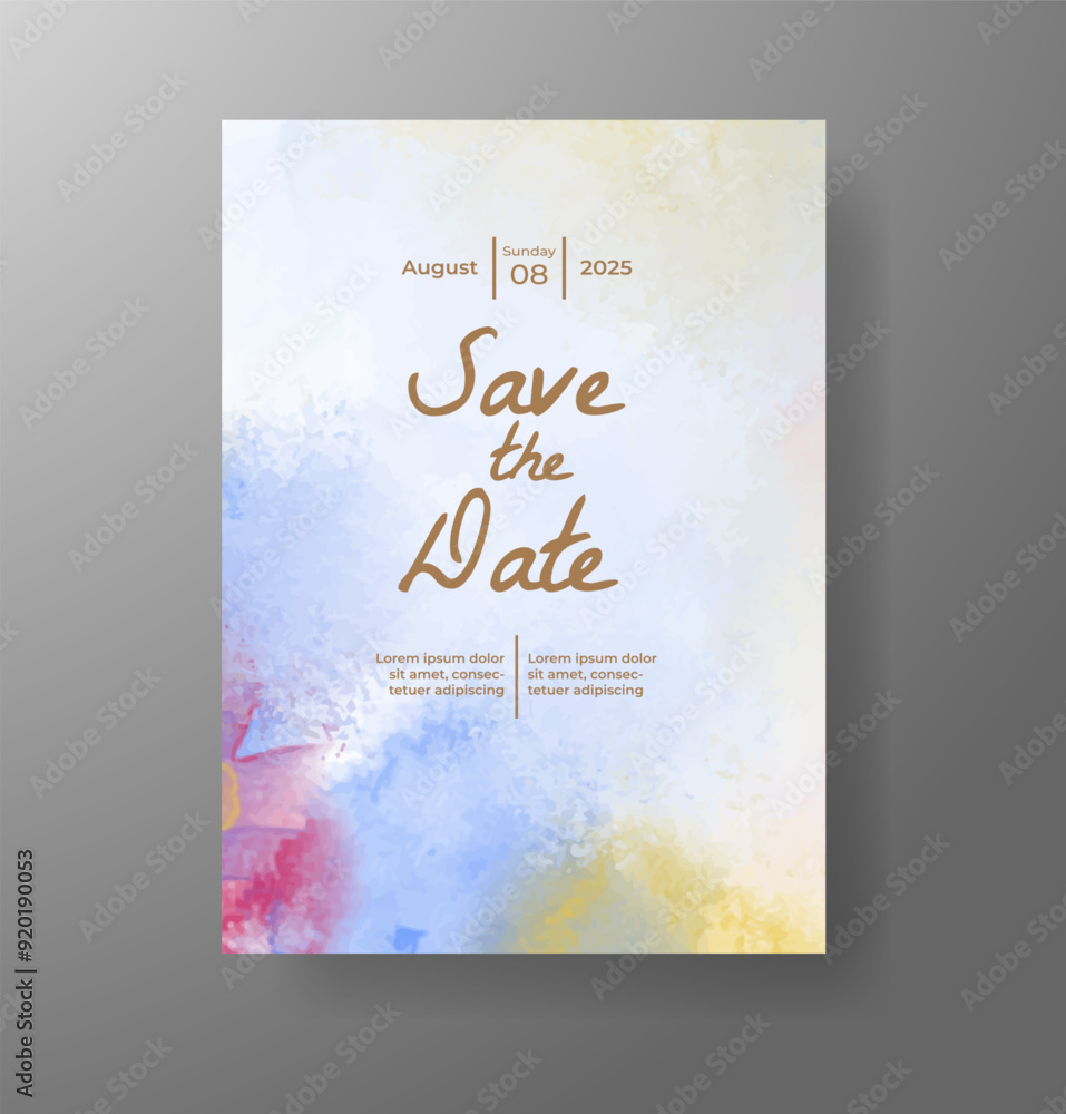 Wedding invitation with Abstract splashed watercolor background Wedding invitation with Abstract splashed watercolor background