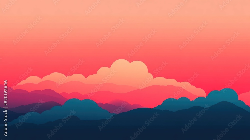 Serene High Altitude Sky Landscape in Minimalist Flat Design A vast open and boundless sky scene evoking a feeling of freedom tranquility and contemplation Serene High Altitude Sky Landscape in Minimalist Flat Design A vast open and boundless sky scene evoking a feeling of freedom tranquility and contemplation