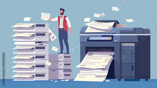 Flat vector Office documents copier cartoon vector illustration
