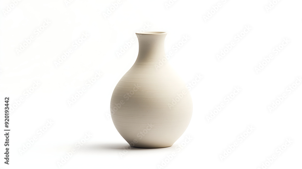 Minimalist ceramic vase with a matte finish, isolated on white background. Generative AI illustration Minimalist ceramic vase with a matte finish, isolated on white background. Generative AI illustration
