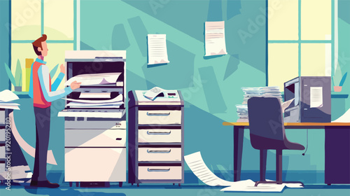 Flat vector Office documents copier cartoon vector illustration