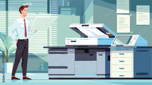 Flat vector Office documents copier cartoon vector illustration