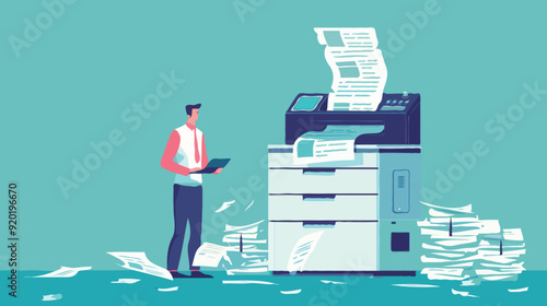 Flat vector Office documents copier cartoon vector illustration