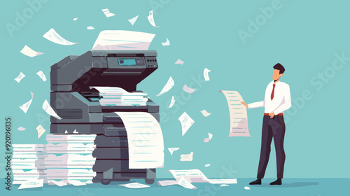 Flat vector Office documents copier cartoon vector illustration
