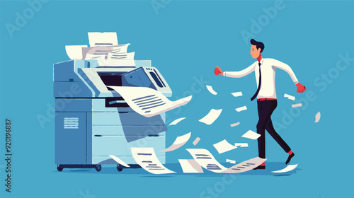 Flat vector Office documents copier cartoon vector illustration