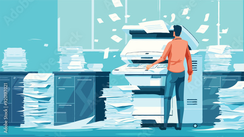 Flat vector Office documents copier cartoon vector illustration