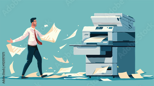 Flat vector Office documents copier cartoon vector illustration