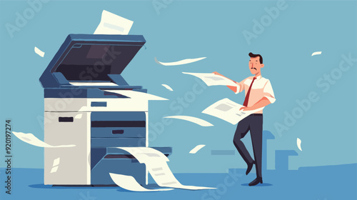 Flat vector Office documents copier cartoon vector illustration