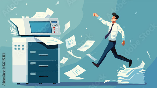 Flat vector Office documents copier cartoon vector illustration