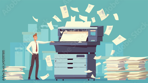 Flat vector Office documents copier cartoon vector illustration