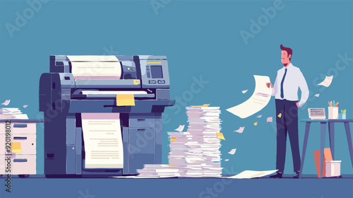 Flat vector Office documents copier cartoon vector illustration