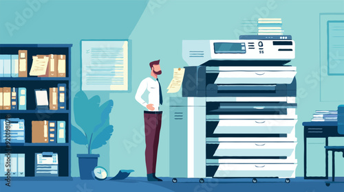 Flat vector Office documents copier cartoon vector illustration