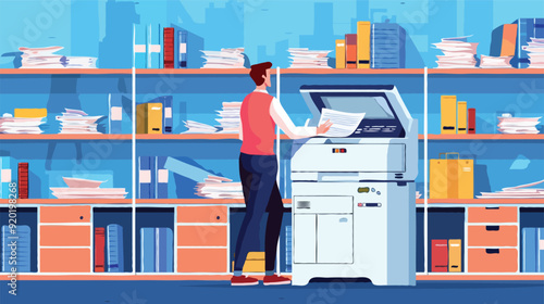 Flat vector Office documents copier cartoon vector illustration