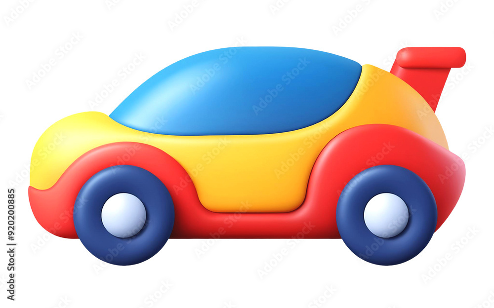 Cute 3D Toy Sports Car Icon With Bright Colors Cute 3D Toy Sports Car Icon With Bright Colors