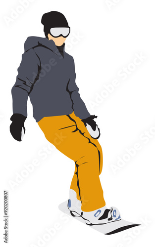snow boarder full isolated vector illustration