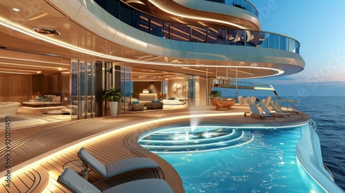 Luxury Yacht with Infinity Pool and Modern Design