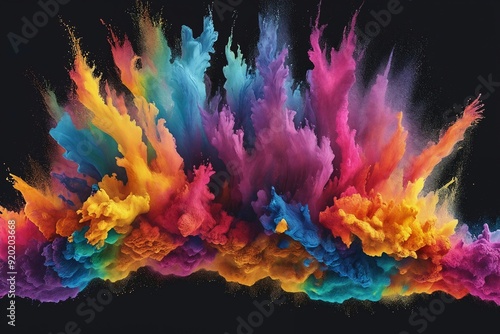 Colorful Powder Explosion on Black Background