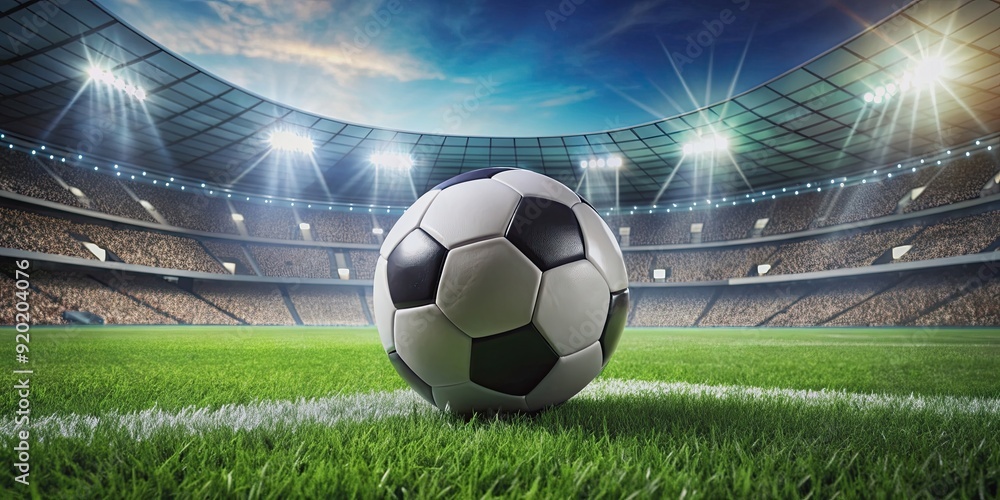 Φωτογραφία Soccer ball on green stadium grass, Sports, Football, Stadium, Green, Lawn, Fiel