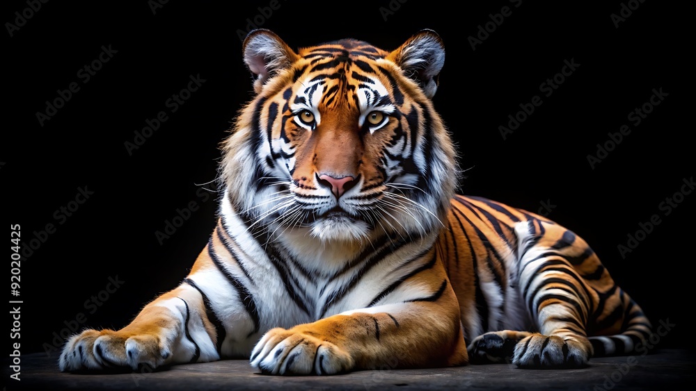 Obraz premium Portrait of Tiger isolated on black background, High resolution image