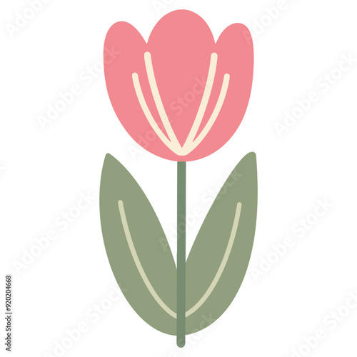 Adorable vector illustrations of tulip flowers in pastel colors cute design