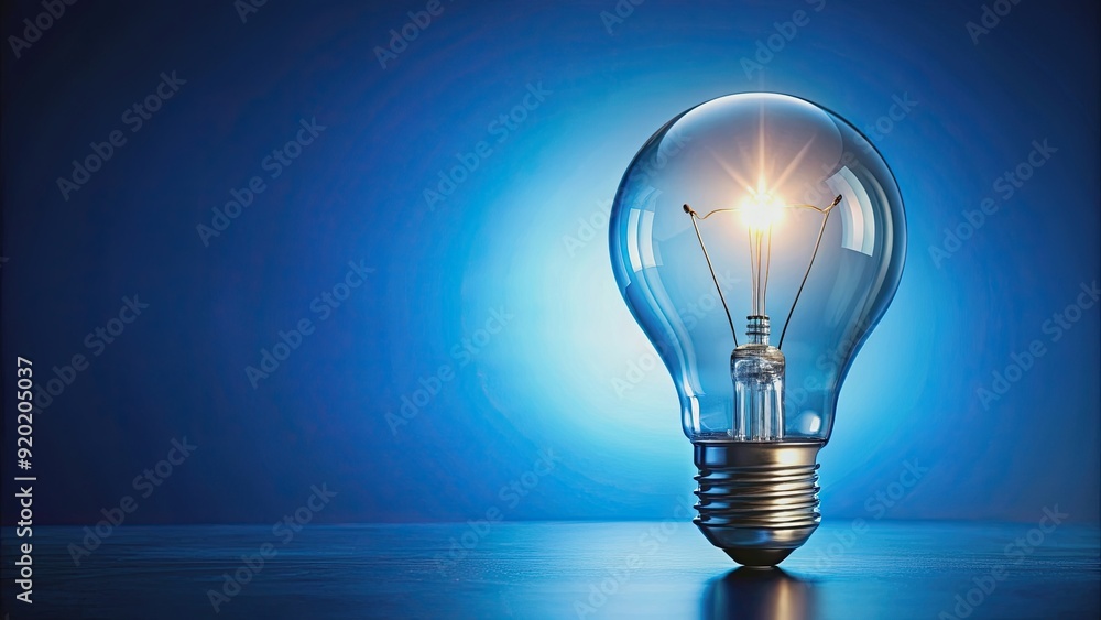 Concept light bulb glowing on blue background, concept, idea, light, bulb, inspiration, creative, innovation Concept light bulb glowing on blue background, concept, idea, light, bulb, inspiration, creative, innovation