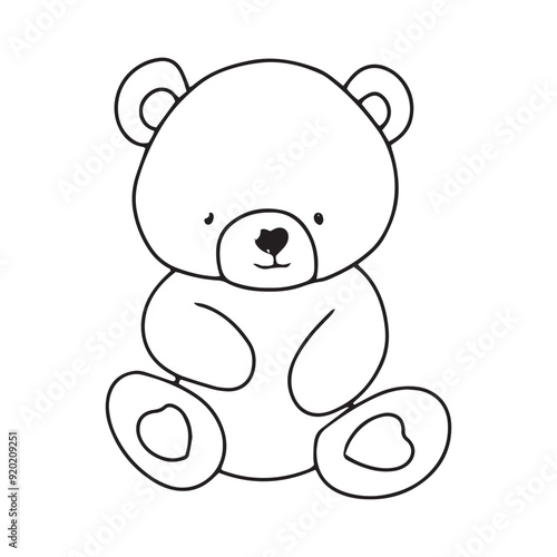 handrawn black line kawaii baby bear with variant activity gesture. coloring book character bear. element stock bear